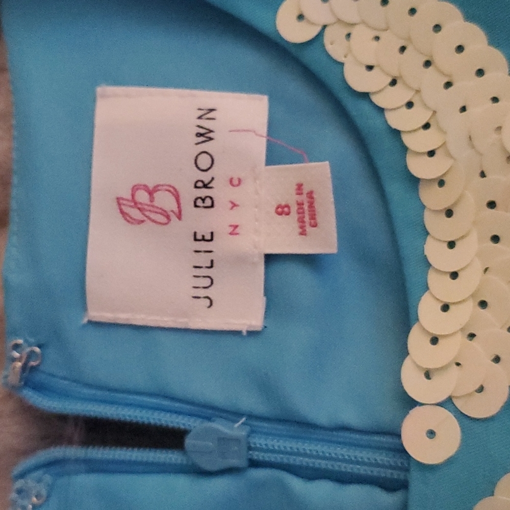Julie Brown Aqua Blue Mini dress with sequence - Picture 3 of 4